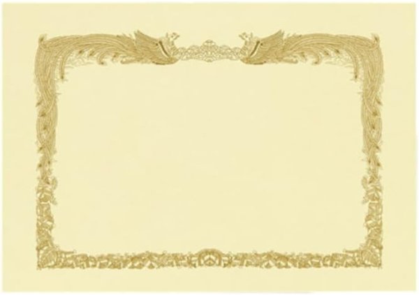 画像1: 山櫻 賞状用紙 A5ワイド 横長 クリームCoC 100枚 / 218×153mm 縦書き 鳳凰枠 RY 00801203-0100 [ B07YW717QH / 1120250612028 / 00801203-0100 ] (1)