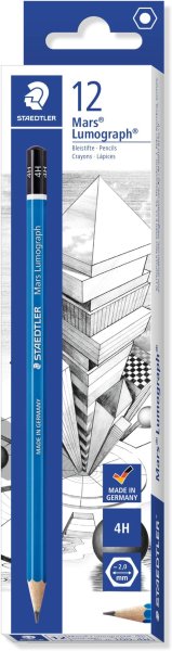 画像1: ステッドラー 鉛筆 4H マルス ルモグラフ 筆記 デッサン 12本 100-4H*12 [ B001A1TNBK / 4007817104255 / 100-4H VE ] (1)