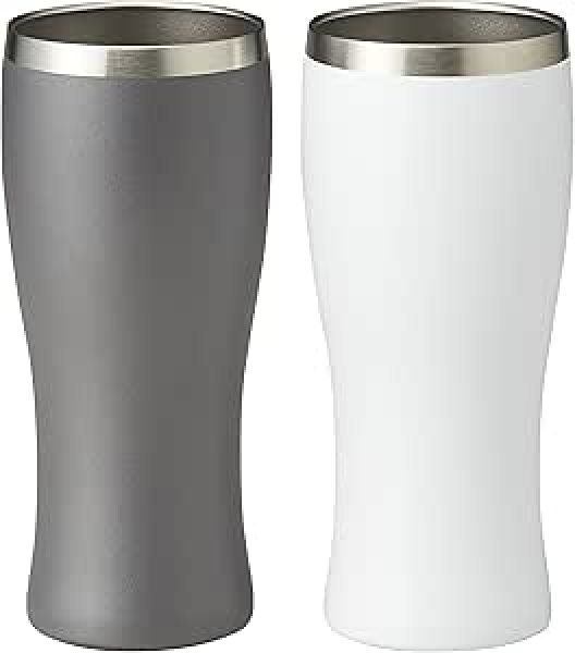 画像1: 小倉陶器 ビアタンブラー 420ml ペアセット IE NOMI BEER ステンレスタンブラー OG30352 ホワイト・シルバー [ B09323WFSP / 4524117303527 / OG30352 ] (1)