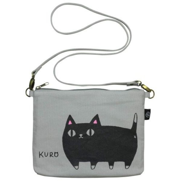 画像1: セラミック藍 にゃん屋 猫3兄弟 サコッシュバッグ kuro 23059 [ B08GLJ2C35 / 4543945230591 / ] (1)