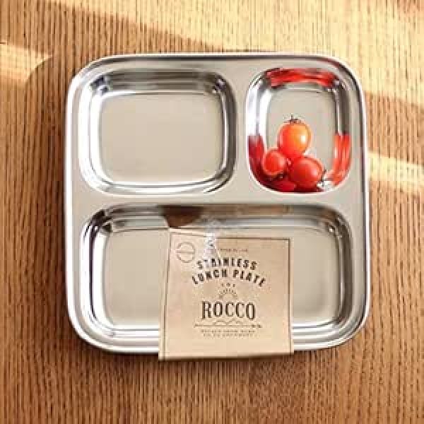 画像1: ☆グローバルアロー ROCCO ST Lunch Plate シルバー Square K04-8091 [ B01N6J437P / 4544632410425 / ] (1)