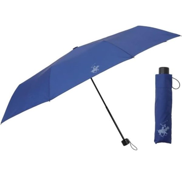 画像1: 小川(Ogawa) BHPC(ビバリーヒルズポロクラブ) 折りたたみ傘 雨傘 ネイビー 無地 指を挟みにくい安全カバー付き ブランドロゴ入り シンプル 71163 [ B09QBVCY7V / 4547128711631 / 22BHPC-60M NV ] (1)