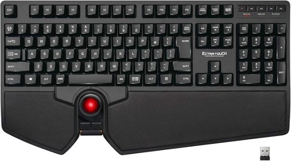 画像1: ☆エレコム USB トラックボール付キーボード ワイヤレス (レシーバー付属) プレミアムメンブレン キー割り当て リストレスト ブラック TK-TB01DMBK [ B07Y3G1R56 / 4549550107136 / ] (1)