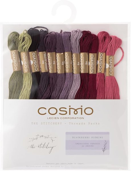 画像1: LECIEN(ルシアン)刺しゅう糸12本セット コスモ(Cosmo) Thread assorted pack by Nicki Franklin 【Blackberry Picking】 No.162400-10 [ B0DFP296J3 / 4550080049643 / 162400-10 ] (1)