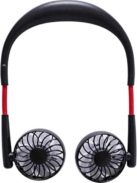 画像1: ☆HIRO ネックツインファン ブラック USB充電式 7枚羽根 ハンズフリー 首にかけられる新しいカタチの扇風機 HCF20-07TA BK [ B087WPVDZG / 4562350975347 / ] (1)
