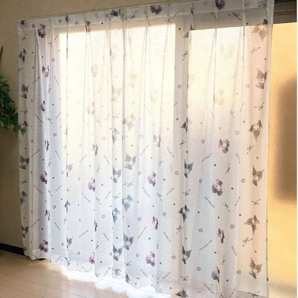 画像1: サンリオ(SANRIO) クロミ マイメロディ 真夜中のメロクロ 外から見えにくい レースカーテン 幅100×198cm丈 2枚セット SB-618-S [ B09VT1NB2Q / 4570079228088 / SB-618-S ] (1)