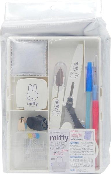 画像1: ミササ ソーイング セット miffy ミッフィー ファスナーバッグ トートタイプ No. 19001 B0DW3MK97X / 4902857190018 / 19001 ] (1)