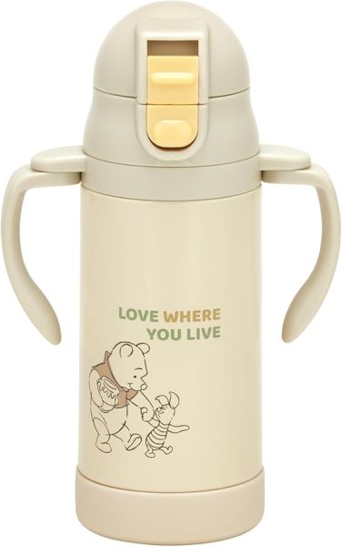 画像1: スケーター(Skater) 2WAY 両手ハンドル ストロー付き ステンレス 水筒 350ml ベビーマグ ディズニー くまのプーさん プー＆ピグレット STWM3N-A [ B0F61L3NBN / 4973307705991 / STWM3N-70599 ] (1)