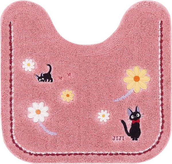 画像1: SenkoDesignStudio(S.D.S ) センコー 魔女の宅急便 花さんぽ トイレマット 約58×60cm ピンク キャラクター ジジ 猫 ジブリ 12765 [ B09R9HFRY2 / 4973422127654 / 12765 ] (1)