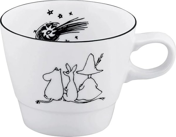 画像1: MOOMIN (ムーミン) 80th アニバーサリー 朝食 マグカップ 300ml 径10×8cm 80周年 クラフト アート モノトーン 彗星 白 Cecera イングレーズ 日本製 山加商店 MM9402-11 [ B0DRCDQYXB / 4979855128701 / MM9402-11 ] (1)