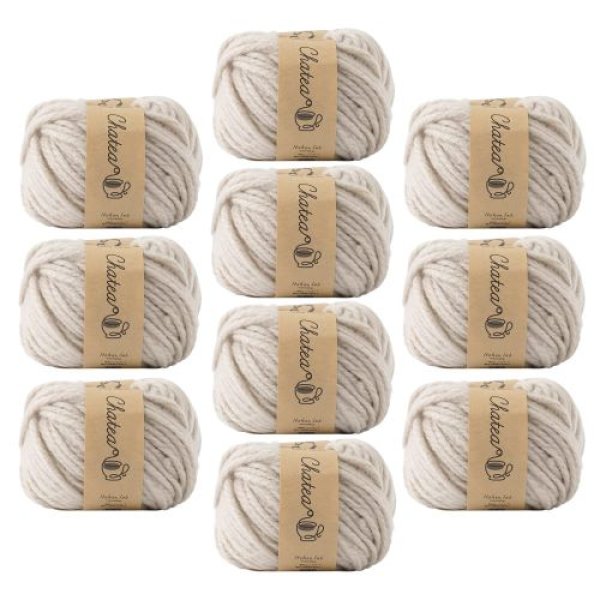 画像1: 原ウール Knitworm 毛糸 10玉セット チャティアクリル極太 極太 30g(約31m) アクリル100% 1.ヘーゼル [ B0C37BHXGD / 4981769205058 / 10506uv20762beige ] (1)