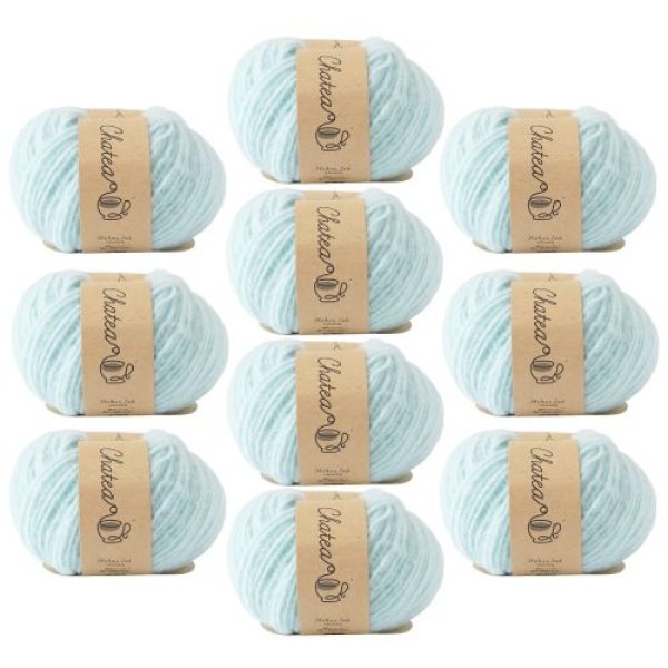 画像1: 原ウール Knitworm 毛糸 10玉セット チャティふんわりヤーン 並太 30g(約84m) ポリエステル100% 5.ソーダ [ B0C37B7KYJ / 4981769205348 / 10506uv20766lightblue ] (1)