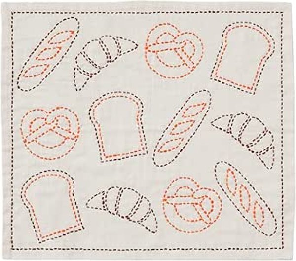 画像1: ◇原ウール 刺し子のふきん 刺し子 キット 北欧 モダン 布巾 伝統柄 日本製 猫 綿100 パン [ B0B3R2FZX3 / 4981769309770 / / 4066057 ] (1)