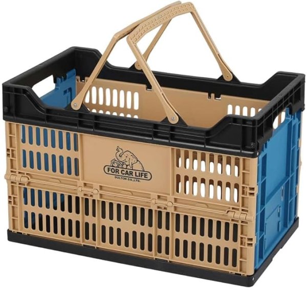 画像1: ダルトン(Dulton) フォールディング ショッピング バスケット 30L コヨーテ/ブルー FOR CAR LIFE V22-0505CO/BL [ B0CVBG3JVD / 4997337092890 / V22-0505CO/BL ] (1)