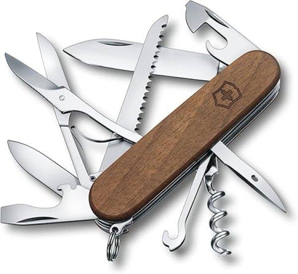 画像1: 《納期未定》VICTORINOX(ビクトリノックス) ハントマン ウッド スイス・アーミーナイフ 多機能 ナイフ 防災グッズ 登山 ハイキング キャンプ はさみ のこぎり付き 13機能を搭載したスイス製マルチツール 小型 コンパクト 十徳ナイフ 【国内正規品】 1.3711.63 [ B07B87LBTQ / 7611160060631 / 1.3711.63 ] (1)
